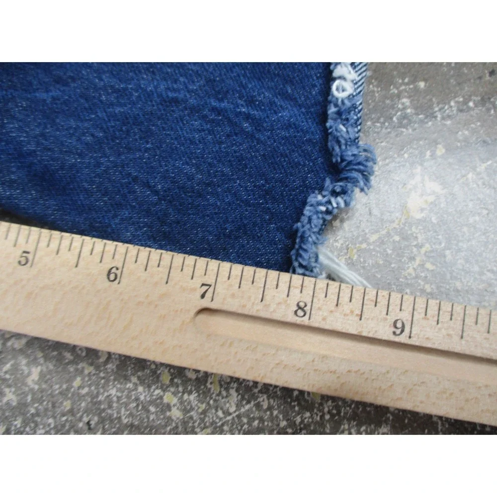 Levis Shorts Mens 38 Blue 501 Cut Off Distressed Denim Raw Hem Waterless Cotton